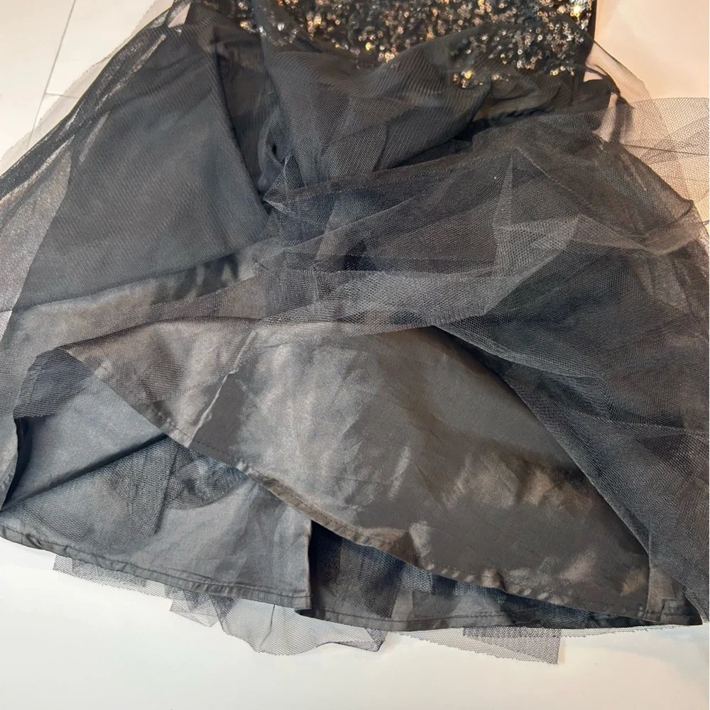 Zunie Black Dress with Silver Sequins and Bow